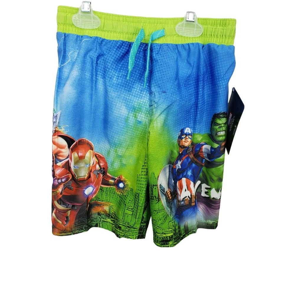 Marvel Avengers Boys 5/6 blue green board swim‎ shorts trunks